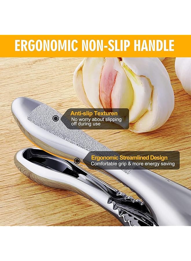 TERRIFI 2 In 1 Stainless Steel Garlic Press And Slicer – Heavy Duty Handheld Garlic Crusher & Mincer, Ergonomic Kitchen Gadget, Easy To Clean, Dishwasher Safe, Rust Resistant Garlic Masher For Cooking - Image 4