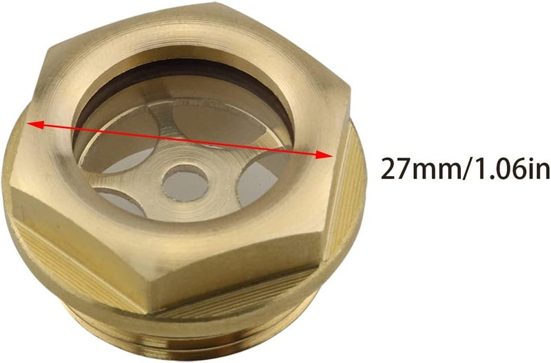 klarako 2PCS Oil Level Sight Glass G3/4 Male Threaded Fittings Air Compressor Fitting Level Gauge Compressor Sight Glass Oil Liquid Fitting No Leak Good Seal Thread Engage Well Firm, Gold - Image 2