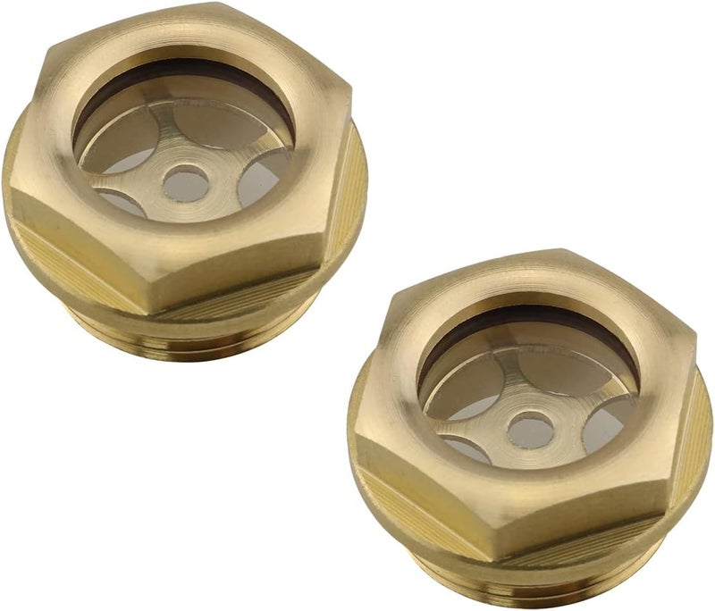 klarako 2PCS Oil Level Sight Glass G3/4 Male Threaded Fittings Air Compressor Fitting Level Gauge Compressor Sight Glass Oil Liquid Fitting No Leak Good Seal Thread Engage Well Firm, Gold - Image 1