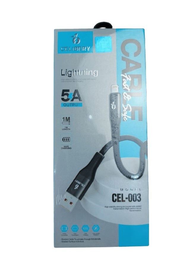 CELIBERY - USB To Lightning Data Sync And Charging Cable For Apple iPhone Black - Image 1