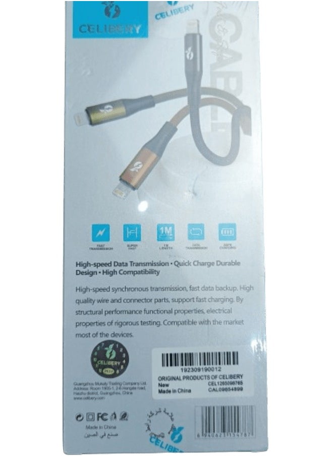 CELIBERY - USB To Lightning Data Sync And Charging Cable For Apple iPhone Black - Image 1