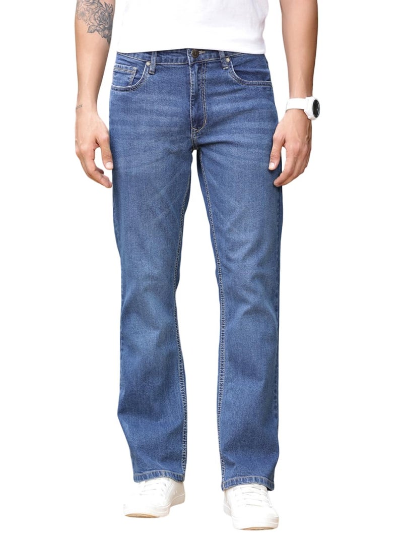 Thomas Scott Men's Mid-Rise Clean Look Boot Cut Jeans (TSJ217_Mid Indigo, 30) - Image 1