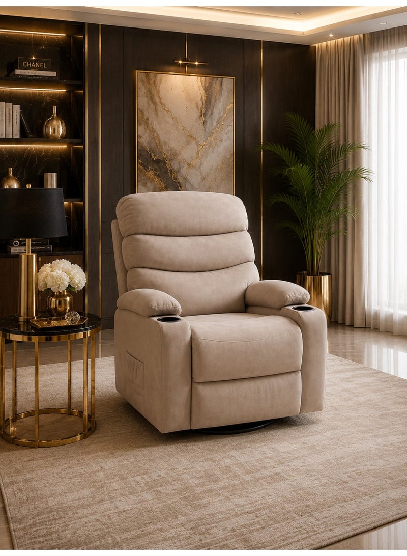 كريست جي كرسي استرخاء هزاز ودوار فاخر بتصميم عصري مع حاملات أكواب مدمجة – مقاس 77 × 76 × 76 سم - Image 2