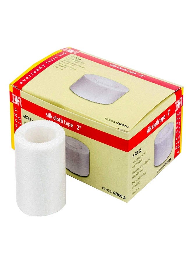 Ever Ready First Aid Adhesive Silk Cloth Tape Roll - Latex Free - 2" x 10 yds - 6 Count - Image 1