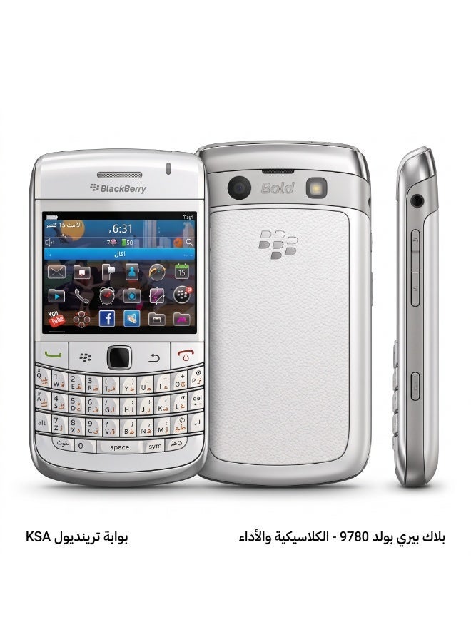 بلاك بيري هاتف بلاك بيري بولد 9780 الذكي 3G غير مقفل مع لوحة مفاتيح كويرتي مزدوجة - أبيض - Image 3