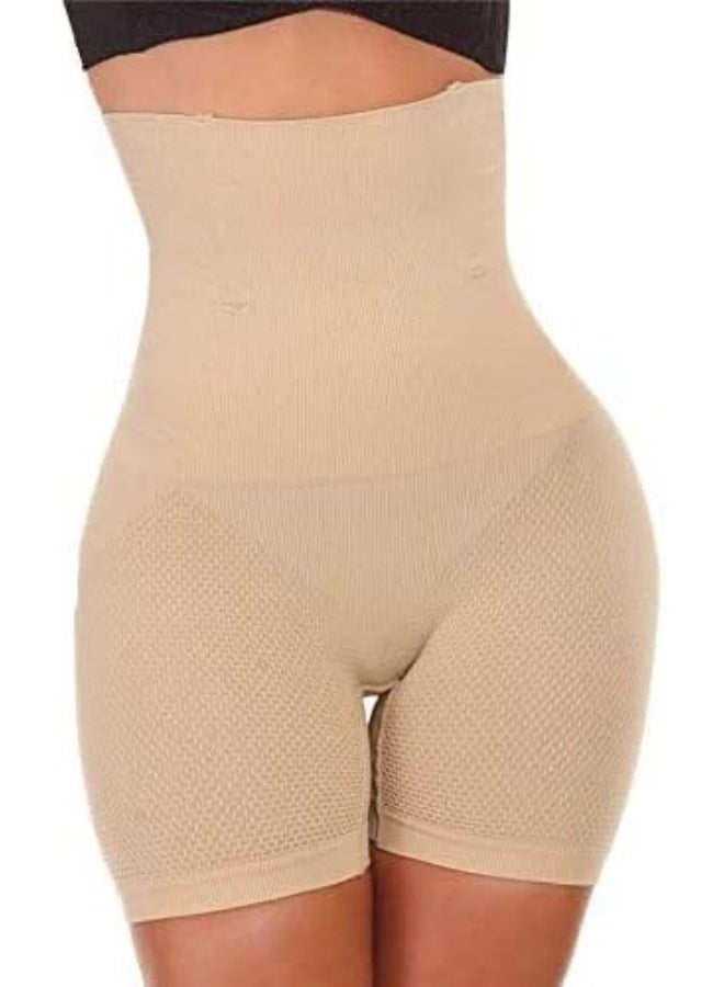 Women’s No Rolling Down Shapewear Body Shaper Tummy Control/Tummy Tucker Hi-Waist Thigh Slimmer Shorts Panties Beige - Image 3