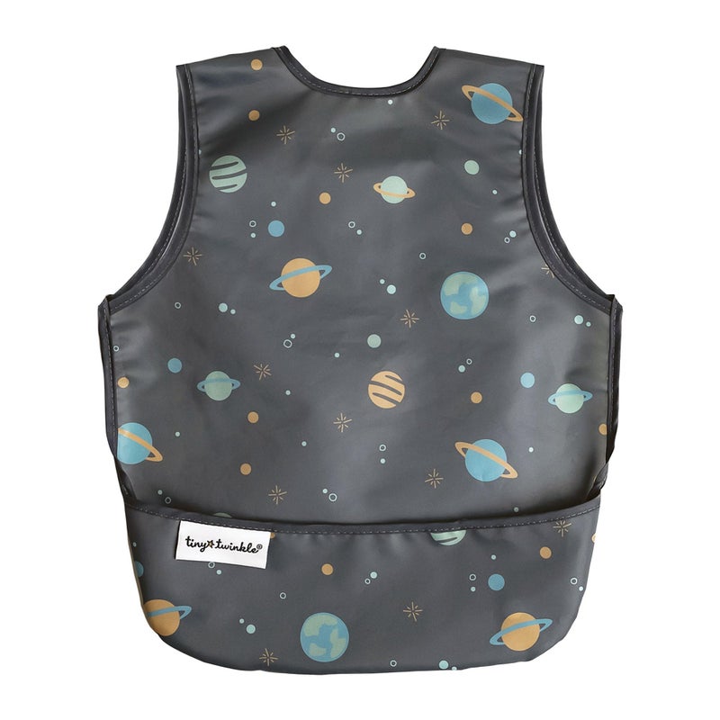Tiny Twinkle Short Sleeve Apron Baby & Toddler Bib for Boys - Waterproof, Mess-Proof Bibs for Eating & Feeding, Machine Washable, Perfect Holiday Gift (Space, 6-24M) - Image 1