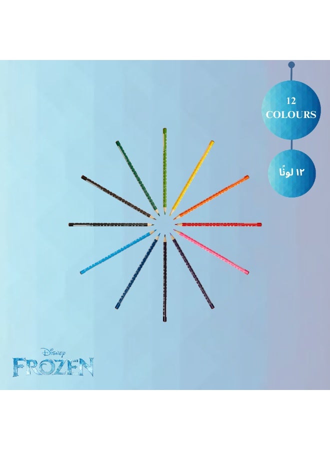 ديزني فروزن مجموعة ديزني فروزن من 12 قلم تلوين مثلث الشكل - قبضة مريحة، رؤوس مقاومة للكسر، سهلة البري، ألوان زاهية وغنية، غير سامة - مثالية للفنانين الصغار ومحبي ديزني - مجموعة من 3 عبوات (36 قلم رصاص إجمالاً) - Image 3