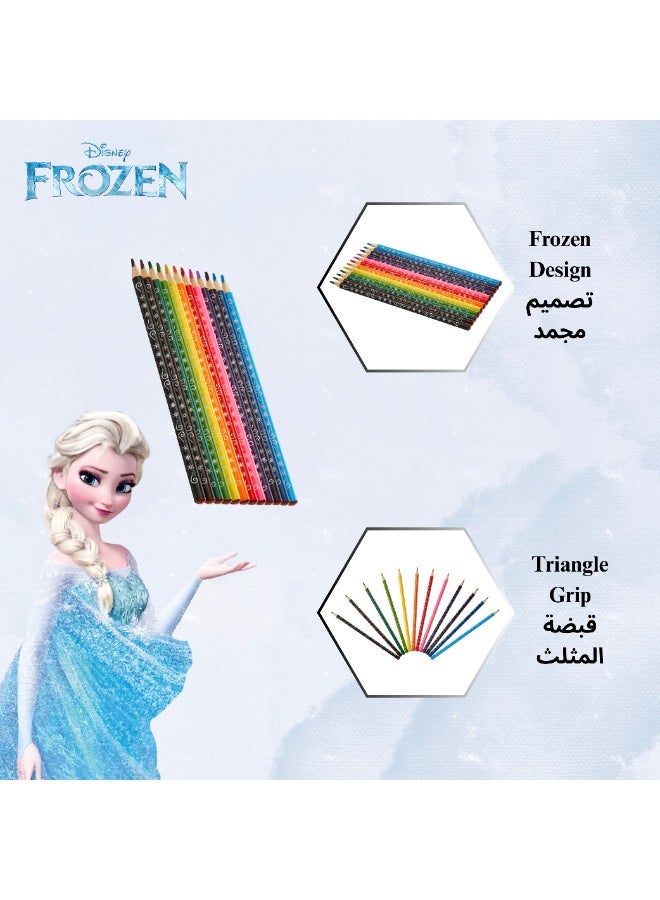 ديزني فروزن مجموعة ديزني فروزن من 12 قلم تلوين مثلث الشكل - قبضة مريحة، رؤوس مقاومة للكسر، سهلة البري، ألوان زاهية وغنية، غير سامة - مثالية للفنانين الصغار ومحبي ديزني - مجموعة من 3 عبوات (36 قلم رصاص إجمالاً) - Image 5