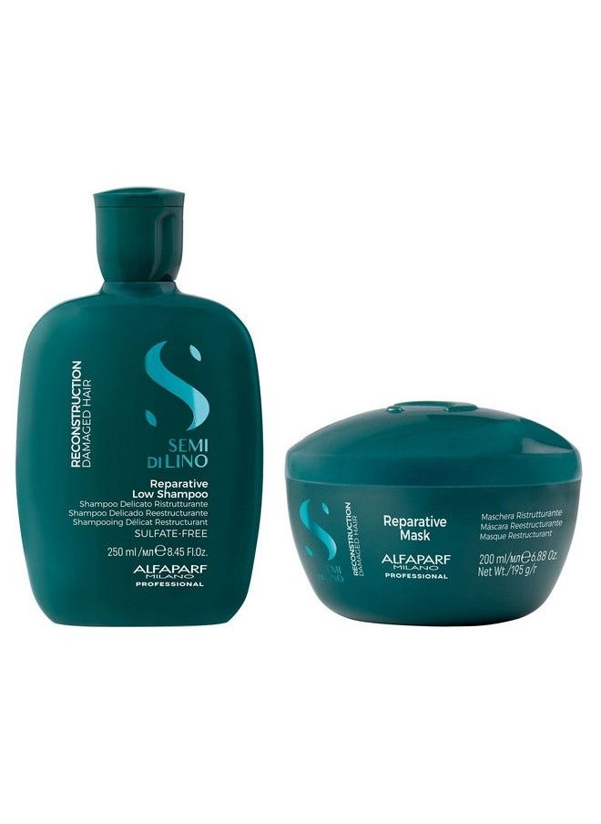 ALFAPARF MILANO Semi Di Lino Reconstruction Reparative Shampoo And Mask Set Sulfate Free Shampoo And Hair Mask For Damaged Hair Repairs Reconstructs Strengthens Adds Shine And Softness  - Image 2