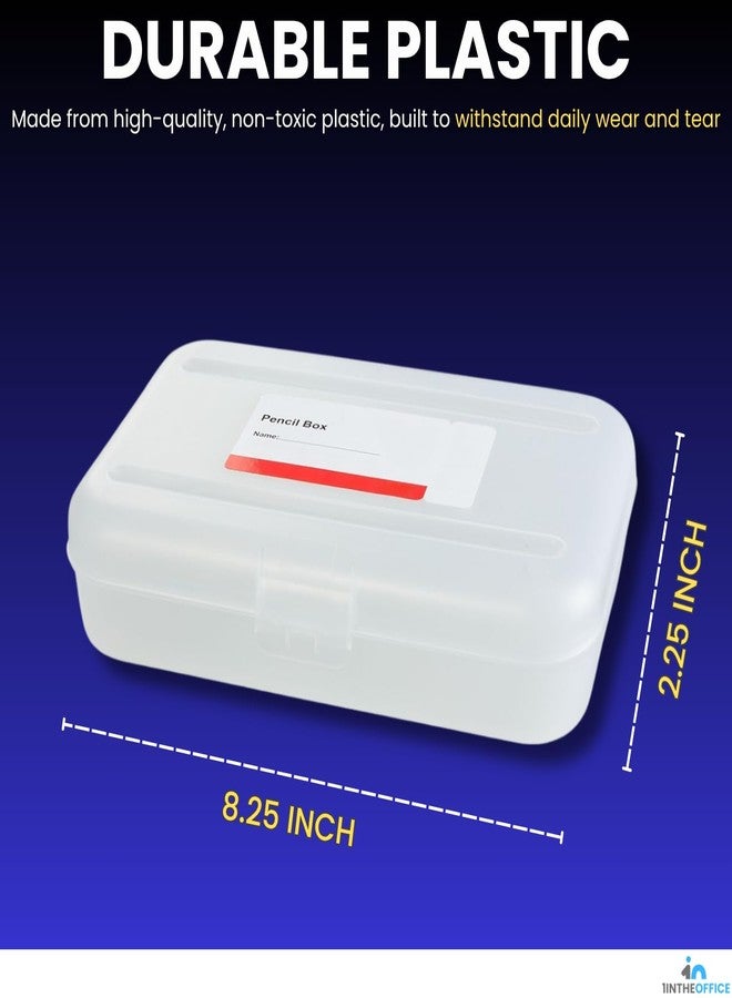 1InTheOffice Clear Pencil Box, Pencil Case Plastic Box, Translucent, Large Capacity, Snap-Tight Lid, 4 Pack - Image 3