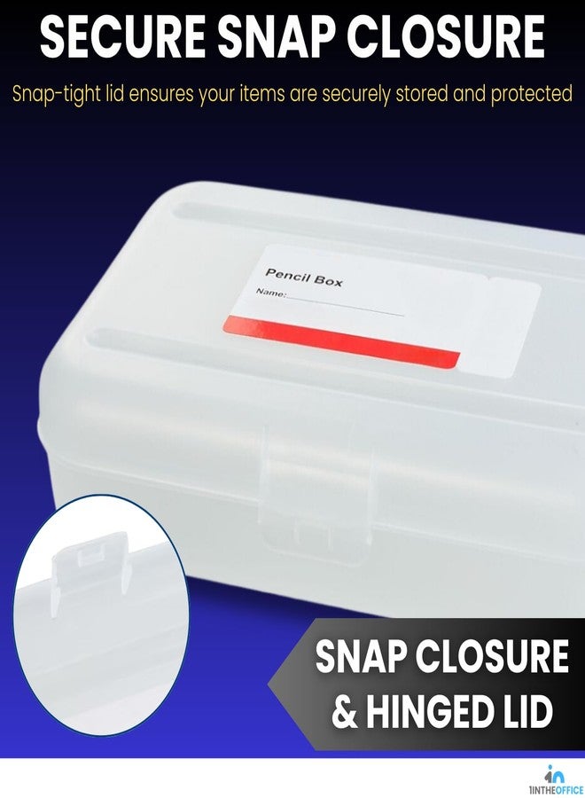 1InTheOffice Clear Pencil Box, Pencil Case Plastic Box, Translucent, Large Capacity, Snap-Tight Lid, 4 Pack - Image 5