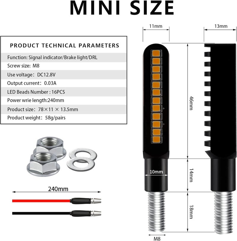 iFunyLED أضواء إشارة الانعطاف LED متدفقة iFunyLED 2PCS للدراجات النارية - Image 3