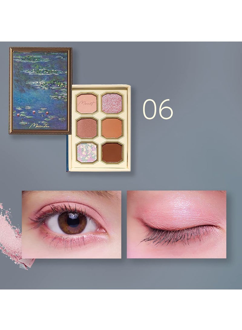 MilleFee Painting Eyeshadow Palette 6 Shades Matte and Shimmer Finishes Pressed Powder Makeup Palette-06 Water Lilies - Image 4