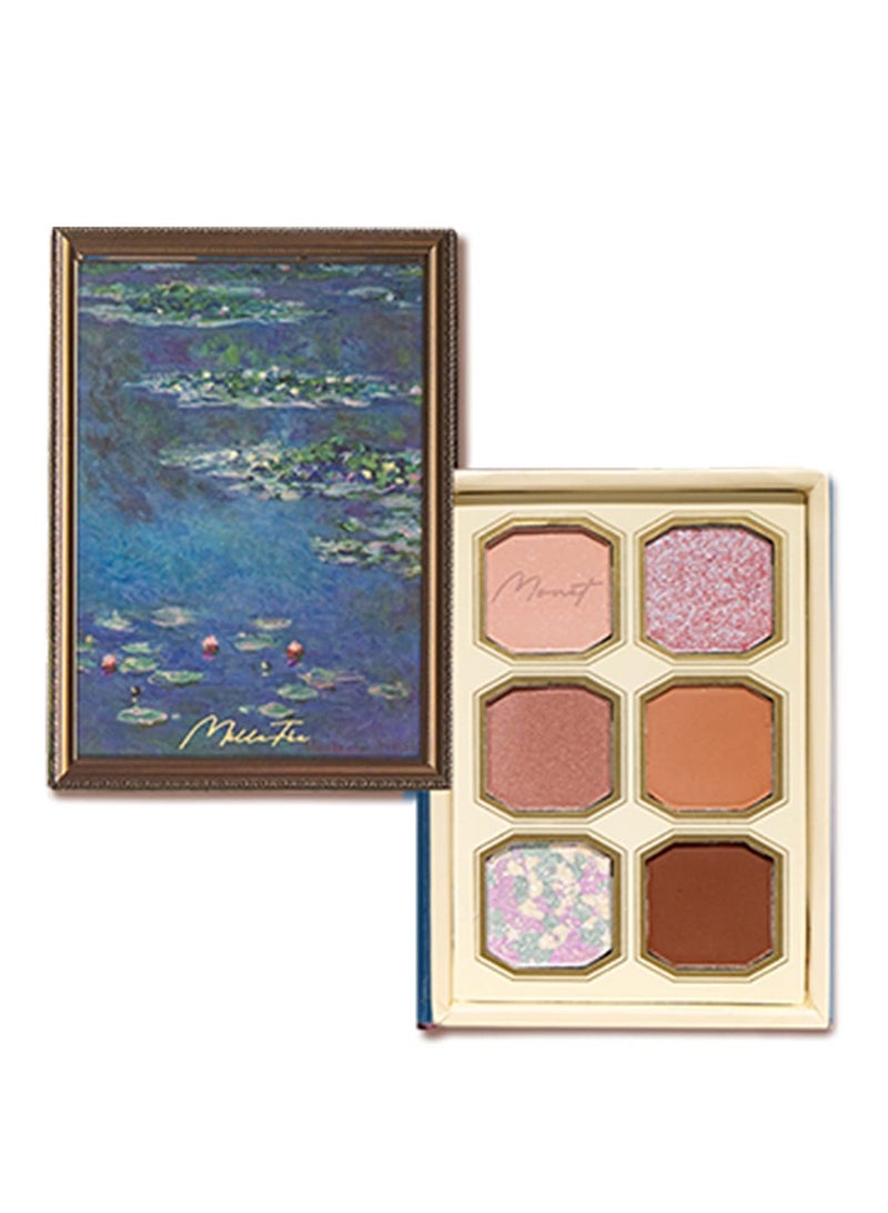 MilleFee Painting Eyeshadow Palette 6 Shades Matte and Shimmer Finishes Pressed Powder Makeup Palette-06 Water Lilies - Image 1