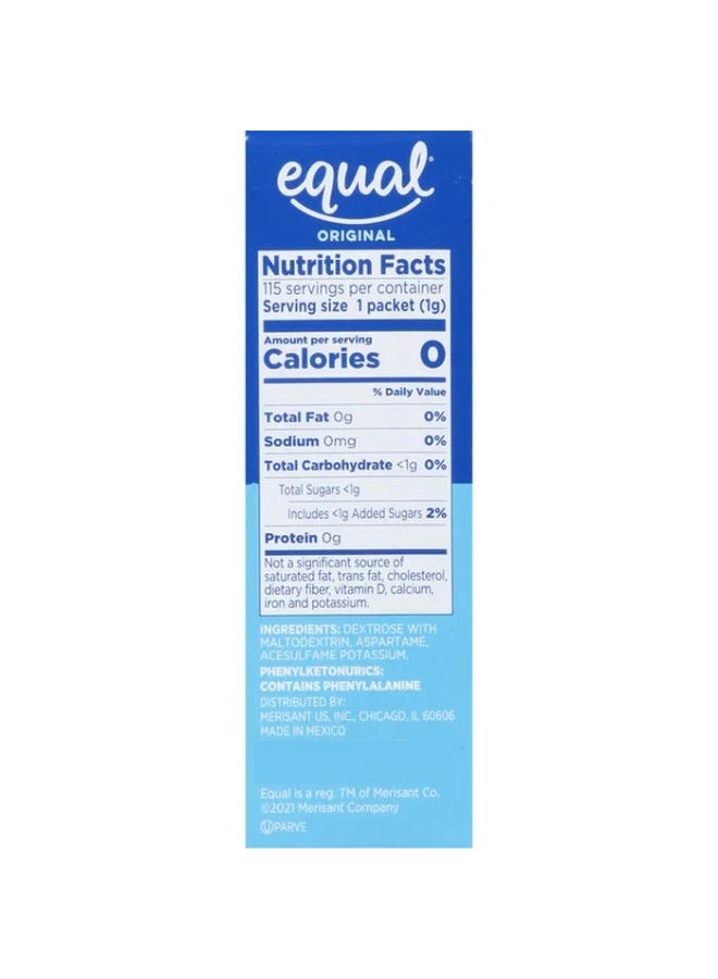Equal Original Zero Calorie Sweetener Sugar Substitute Zero Calorie Sugar Alternative Sweetener Packets Sugar Alternative 115 Sachets Pack 115 G - Image 3