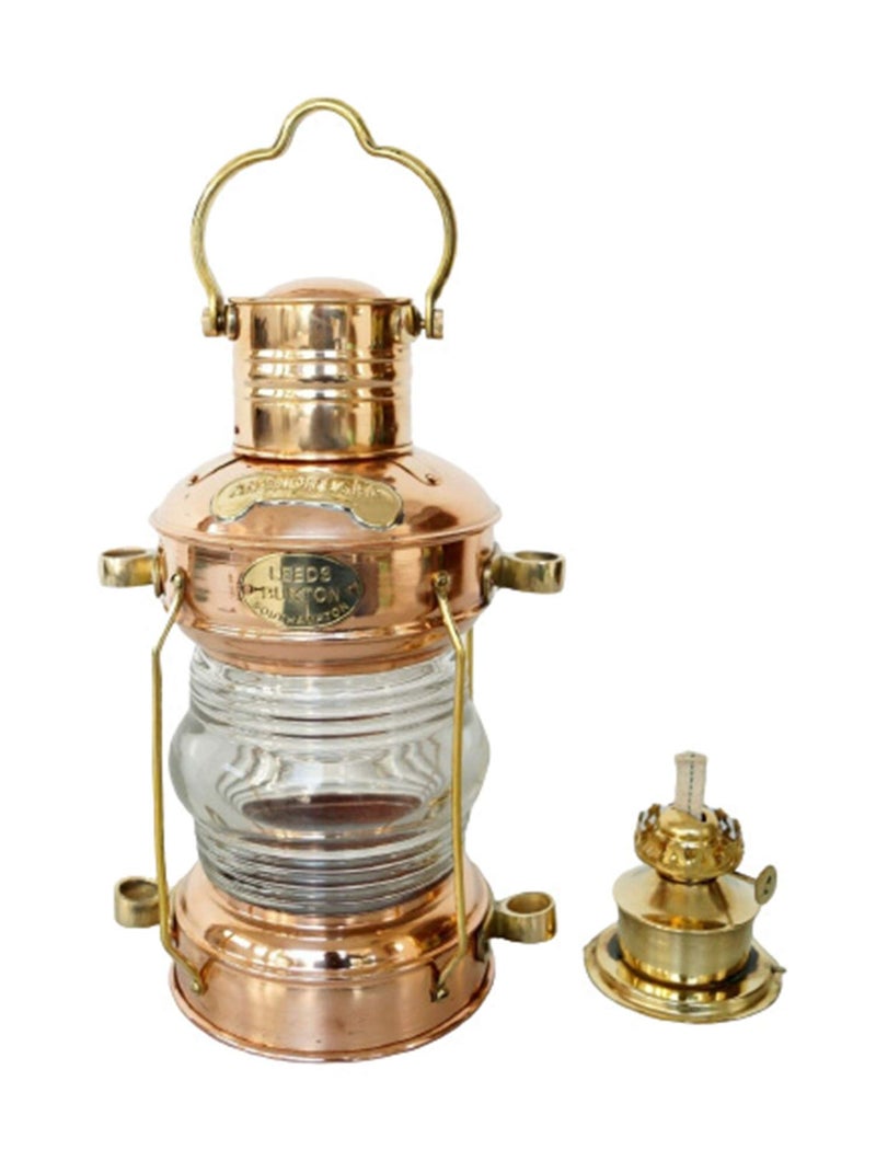 THOR INSTRUMENTS Brass Copper Anchor Oil Lamp Leeds Burton Nautical Maritime 14 Ship Lantern Rustic Vintage Home Decor Gifts