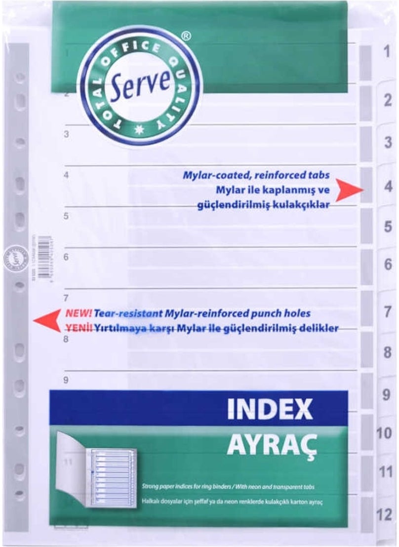 Serve SV 5325 Bookmark 1-12 Numbers Transparent 