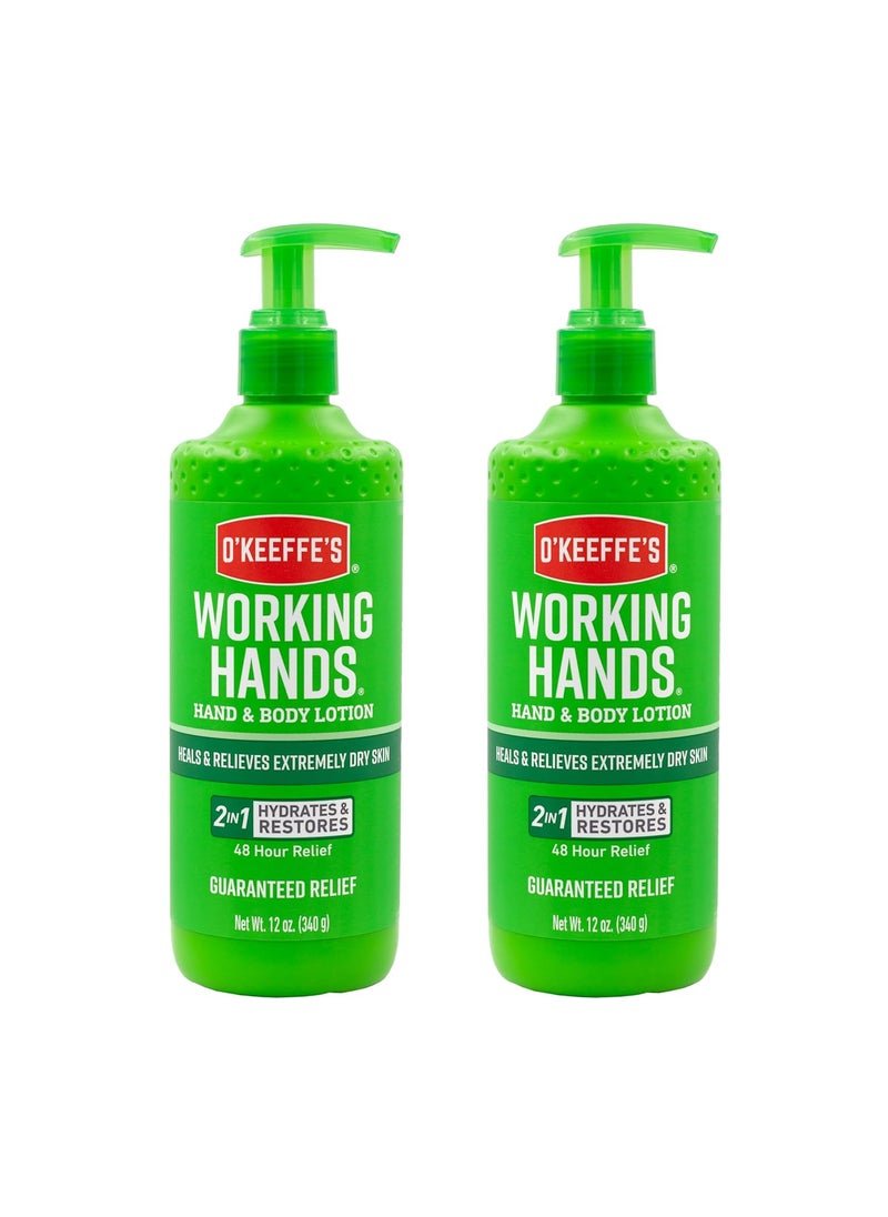 O'Keeffe's OKeeffes Working Hands Hand and Body Lotion  12 oz Pump 2 Pack  Healing Lotion Relieves Extremely Dry Skin 