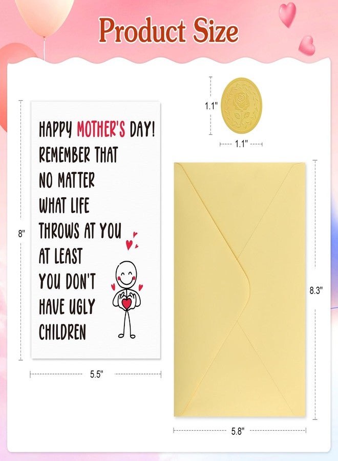 FLYAB Funny Mothers Day Card for Mom - At Least You Don't Have Ugly Children Hilarious Happy Mothers Day Gift from Kids,Son, Daughter with Envelope & Seal Sticker, 8x5.5in - Image 5