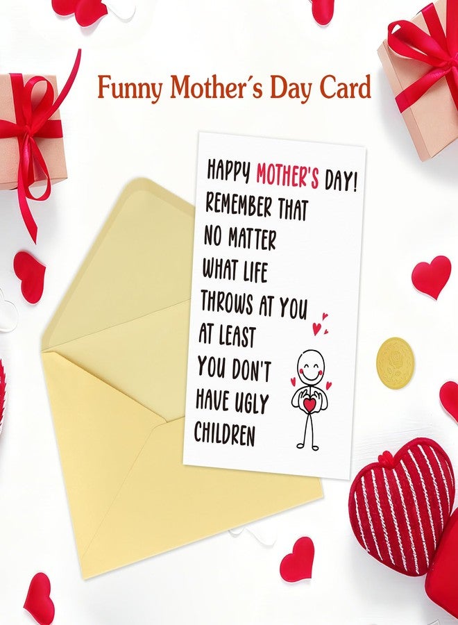 FLYAB Funny Mothers Day Card for Mom - At Least You Don't Have Ugly Children Hilarious Happy Mothers Day Gift from Kids,Son, Daughter with Envelope & Seal Sticker, 8x5.5in - Image 3