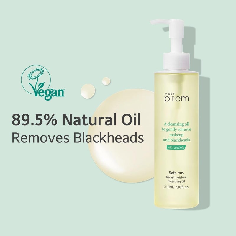 MAKEP:REM MAKE P:REM Safe Me. Relief Moisture Cleansing Oil, Deep Pore Cleansing Makeup Remover for Oily Skin, All Skin Types, Gentle Blackhead Remover, Korean Skin Care, 7.1 fl.oz. (210ml) - Image 2