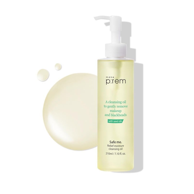 MAKEP:REM MAKE P:REM Safe Me. Relief Moisture Cleansing Oil, Deep Pore Cleansing Makeup Remover for Oily Skin, All Skin Types, Gentle Blackhead Remover, Korean Skin Care, 7.1 fl.oz. (210ml) - Image 1