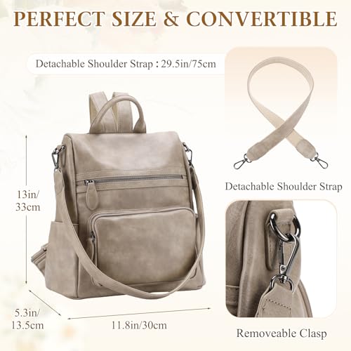 RAVUO Anti Theft Backpack Purse for Women, PU Leather Designer Convertible Shoulder Bag Three Ways to Carry - Image 2