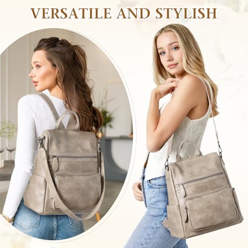 RAVUO Anti Theft Backpack Purse for Women, PU Leather Designer Convertible Shoulder Bag Three Ways to Carry - Image 5