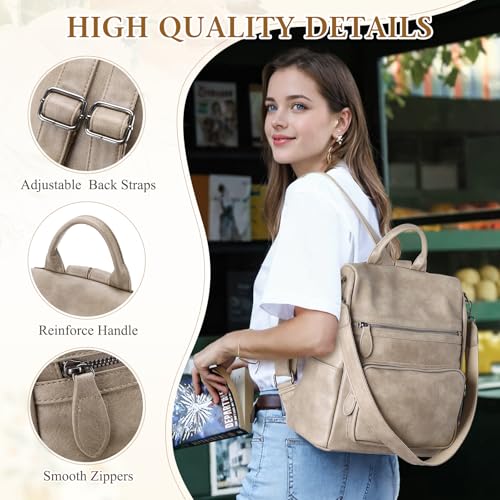 RAVUO Anti Theft Backpack Purse for Women, PU Leather Designer Convertible Shoulder Bag Three Ways to Carry - Image 3
