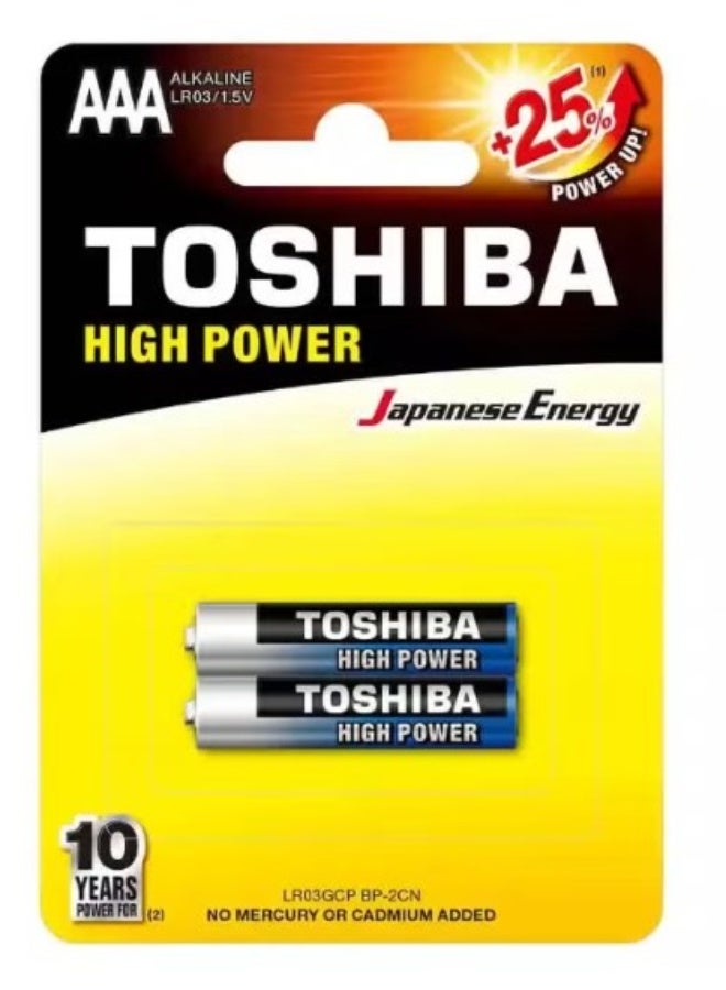 Vibration Resistance High Power Alkaline Aaa Battery Lr03 1 5V Pack Of 2 Pcs