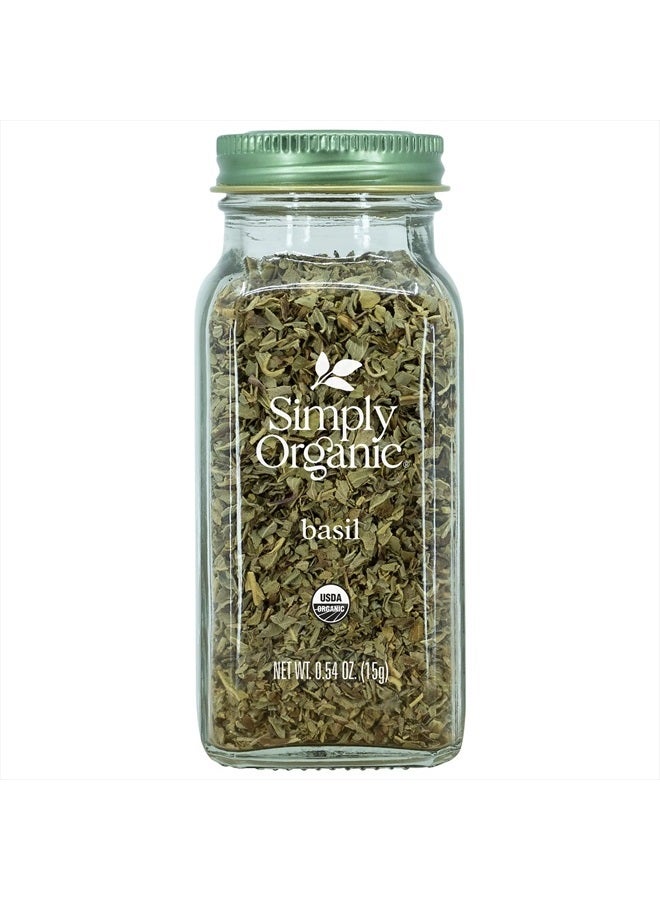 Simply Organic Pure Egyptian Basil Leaf, 0.54 Ounce Bottle, Cut and Sifted, Herbaceous and Aromatic, Popular on Pizza, Kosher
