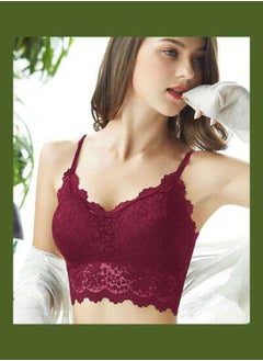 NIBEMINENT Comfortable Removable Sponge Casual Bralette Wine Red  - Image 2