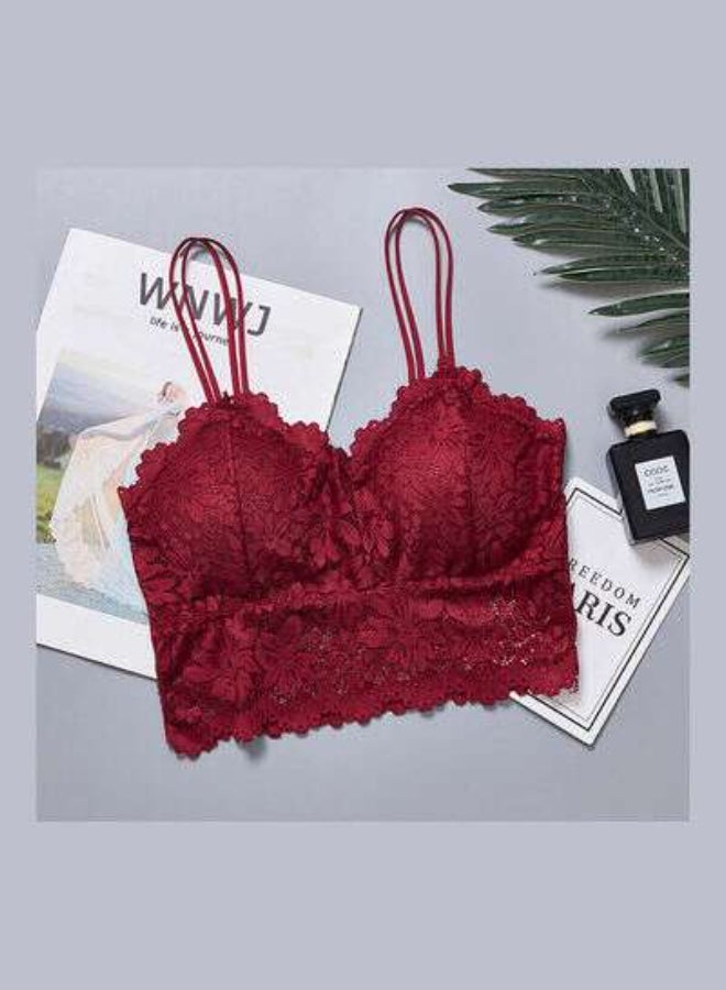 NIBEMINENT Comfortable Removable Sponge Casual Bralette Wine Red  - Image 3