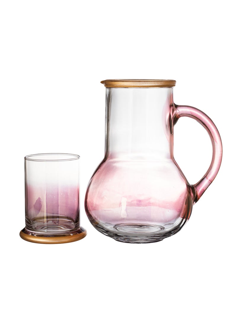 باساباش طقم أبريق مع كاسة زجاج تركي مع لون وردي - Image 1