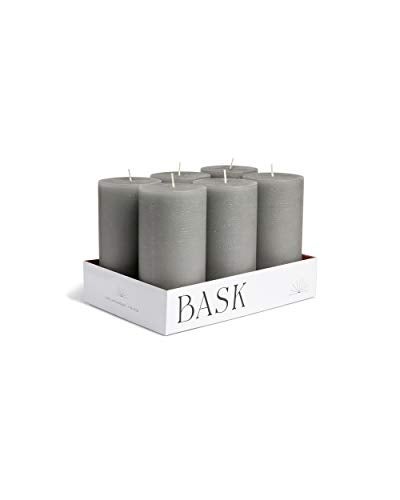 bask Mottled Pillar Candles by Bask - Set of 6-3" x 6" Dripless Unscented Candles in Grey for Home Decor, Relaxation & All Occasions - Image 1