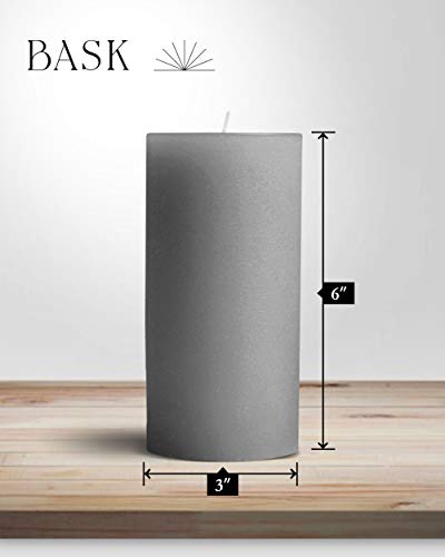 bask Mottled Pillar Candles by Bask - Set of 6-3" x 6" Dripless Unscented Candles in Grey for Home Decor, Relaxation & All Occasions - Image 2
