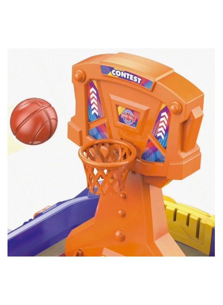 Family-themed Cross-Continental Basketball Game for Parents and Kids, tabletop game with basketball court