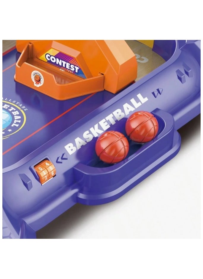 Family-themed Cross-Continental Basketball Game for Parents and Kids, tabletop game with basketball court