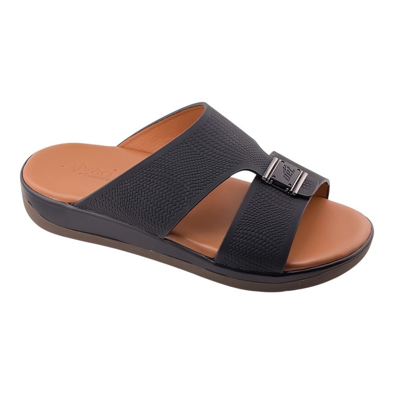 إيت صندل عربي يدوي الصنع للرجال من AET | شبشب رجالي خارجي | شبشب مفتوح من الأمام للاستخدام اليومي | جلد عربي أصلي مع ابزيم| تصميم عربي جديد | نعل داخلي بني| مريح وخفيف الوزن - Image 1