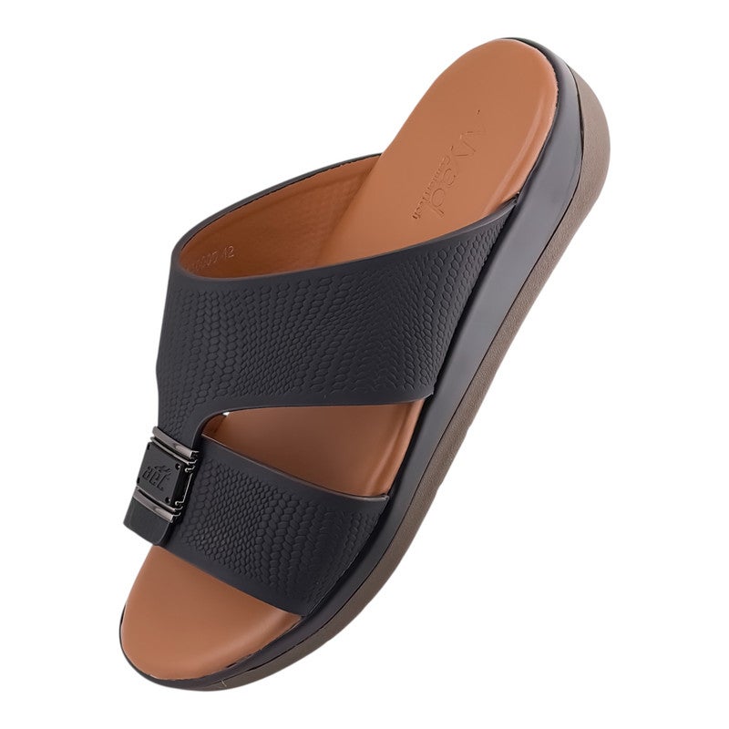 إيت صندل عربي يدوي الصنع للرجال من AET | شبشب رجالي خارجي | شبشب مفتوح من الأمام للاستخدام اليومي | جلد عربي أصلي مع ابزيم| تصميم عربي جديد | نعل داخلي بني| مريح وخفيف الوزن - Image 3