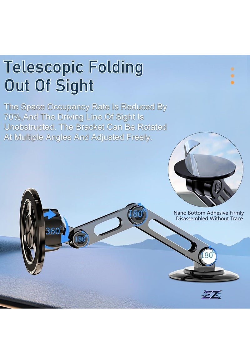 ELTRAZONE حامل هاتف مغناطيسي 360° عالمي للسيارة | قاعدة هاتف قابلة للطي من سبيكة مغناطيسية قوية للغاية للوحة القيادة | متوافق مع جميع الهواتف الذكية (أسود) - آمن، قابل للتعديل، وسهل الاستخدام - Image 2