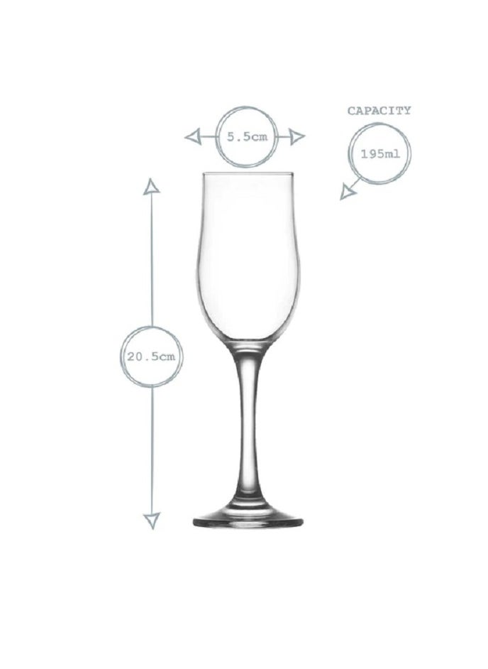 LAV 3 Pieces Nevakar Champagne Flute Set 195 Ml - Clear  - Image 2