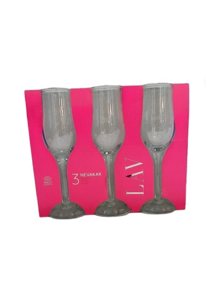 LAV 3 Pieces Nevakar Champagne Flute Set 195 Ml - Clear  - Image 3