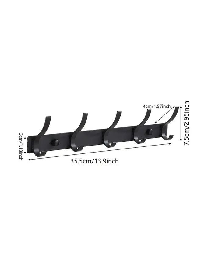 1 Wall Mounted Black Coat Rack With 5 Double Hooks For Heavy Duty Hats Clothes Towels - Image 4