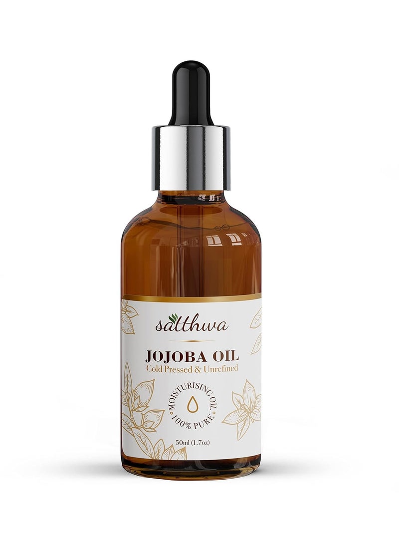 Satthwa Jojoba Moisturising Oil 100% Pure and Natural For Skin Hair Nourishment 50ML - Image 1