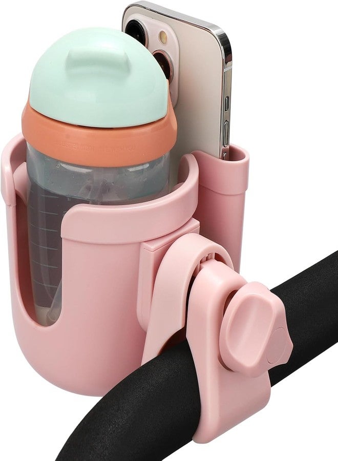 Elecphbo Stroller Cup Holder with Phone Holder, Baby's Feeding Bottle Holder,Upgraded Universal Cup Holder,Bike 2-in-1 Cup Phone Holder for Stroller, Bike, Wheelchair, Walker, Scooter Pink - Image 3