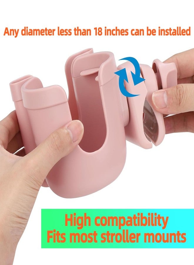 Elecphbo Stroller Cup Holder with Phone Holder, Baby's Feeding Bottle Holder,Upgraded Universal Cup Holder,Bike 2-in-1 Cup Phone Holder for Stroller, Bike, Wheelchair, Walker, Scooter Pink - Image 5