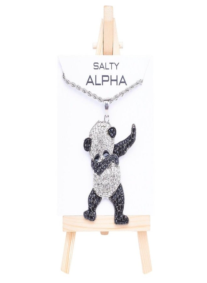 SALTY ALPHA Anti Tarnish Stainless Steel Dab Panda Locket Neck Chain for Men | Stylish Pendant Necklace | Jewellery Accessories for Boys | Minimal Jewelry | Gifts for Boyfriend & Husband | Marriage, Birthday | Gift for Valentine Day - Image 3