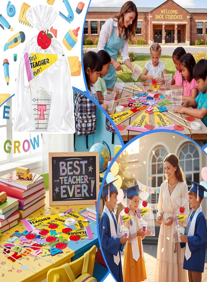 Qunclay 12 Sets Back to School Teacher Gifts Bulk Thank You Teacher Gift Set with Notebook Line Treat Holders, Pennant Flags & Apple Stickers for First Day of School Classroom Appreciation Favors - Image 5